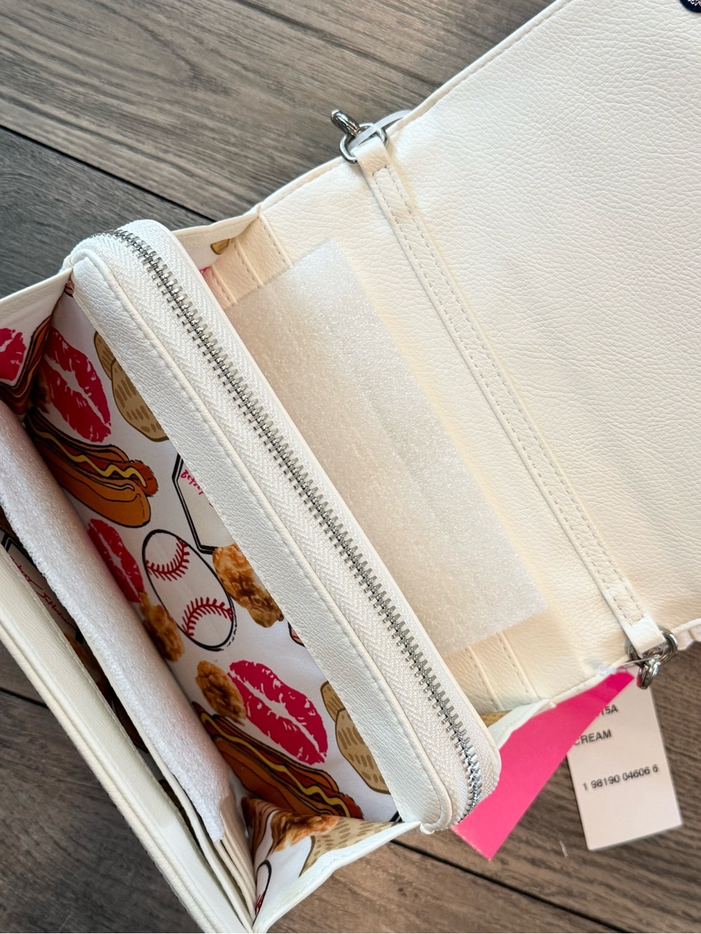 Betsey Johnson Baseball Crossbody Wallet Purse NWT Rhinestone Game Day Bag - Picture 8 of 11